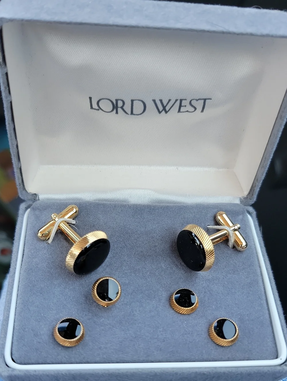 Gold and Black Cufflinks & Stud Set